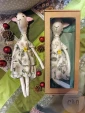 новогодний текстильный декор фигурка Овечка 43 см в шелковом платье