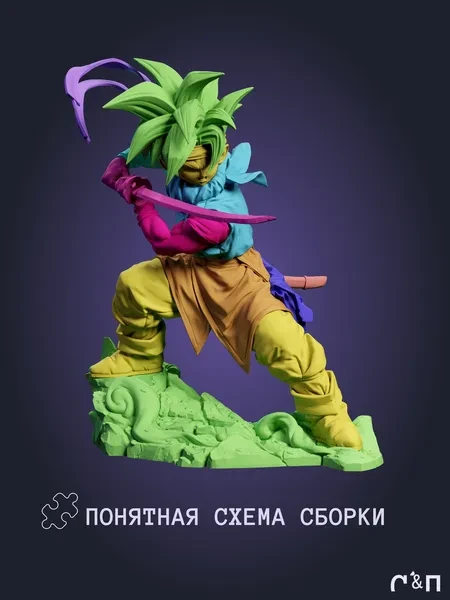 Кроно Crono из игры Chrono Trigger Хроно Триггер под покрас 15.5 см Кроно Crono из игры Chrono Trigger Хроно Триггер под покрас 15.5 см