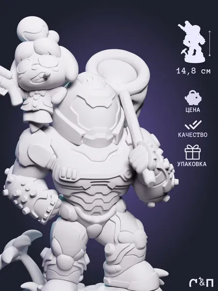 чибик Изабель и Думгай Isabelle & Doomguy из игры под покрас 14.8 см чибик Изабель и Думгай Isabelle & Doomguy из игры под покрас 14.8 см